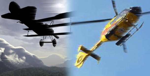 Uçak ve helikopter havada çarpıştı