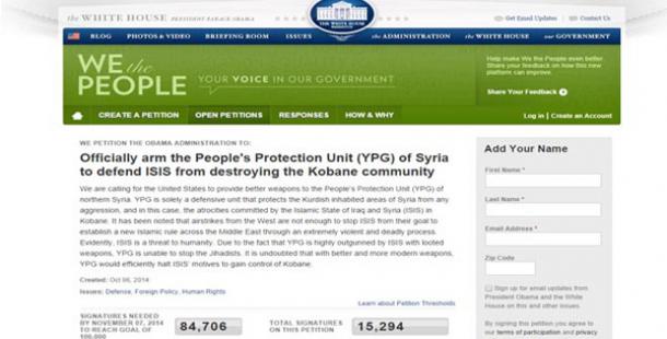 YPG'ye silah yardımı için imza kampanyası