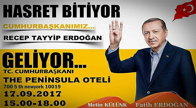 Erdoğan'ı New York'ta Türkler Karşılayacak