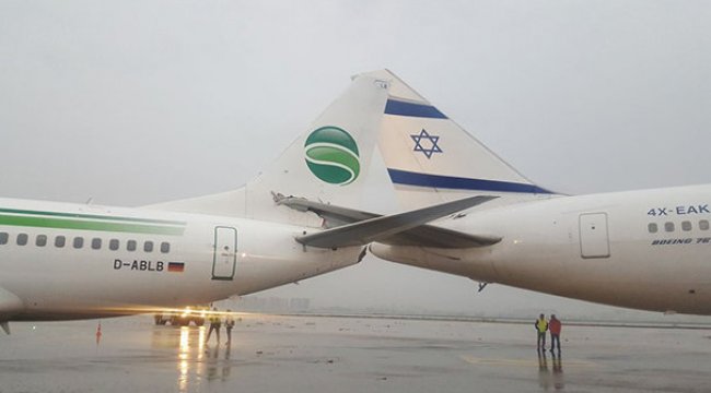 Ben Gurion havaalanında iki uçak pistte çarpıştı