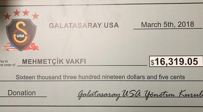 Galatasaray USA'dan Mehmetçiğe 16 bin dolar