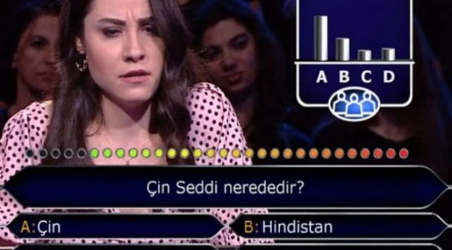 Çin Seddi sorusuna 2 joker kullandı