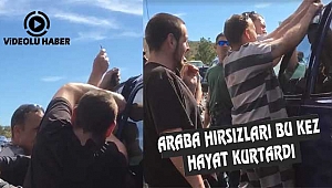 Arabada Mahsur kalan bebeği mahkumlar kurtardı