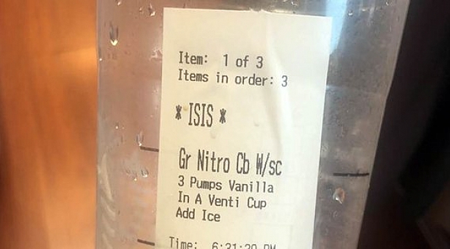 Starbucks Aziz ismi kahve bardağına ISIS yazdı