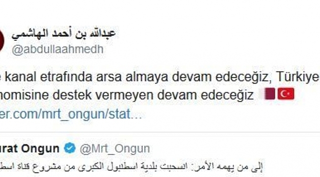 Arapça Kanal İstanbul paylaşımına Türkçe Cevap