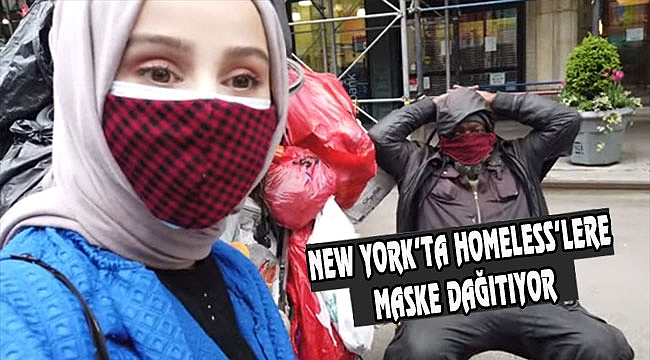 Ayşenur New York'ta Evsizlere Maske Dağıtıyor