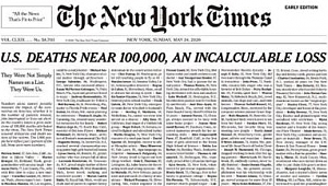 New York Times'tan çarpıcı corona Manşeti