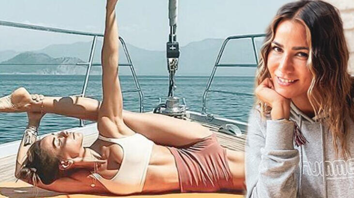 Zeynep Tokuş teknede yoga yaptı