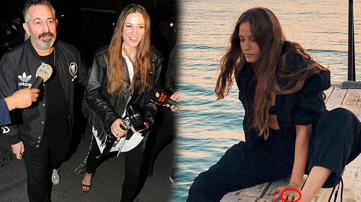 Serenay Sarıkaya’nın parmağındaki yüzük dikkat çek