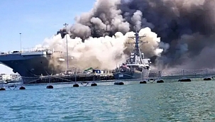 San Diego'da Savaş Gemisinde Yangın