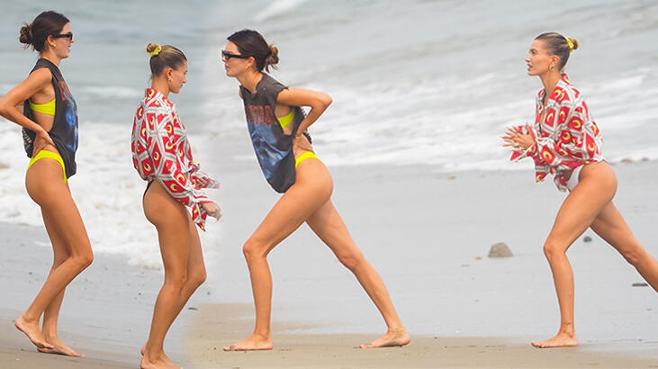 Kendall Jenner ile Hailey Baldwin sahilde
