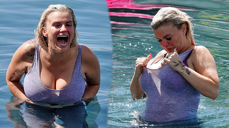 Kerry Katona kendini havuzda buldu