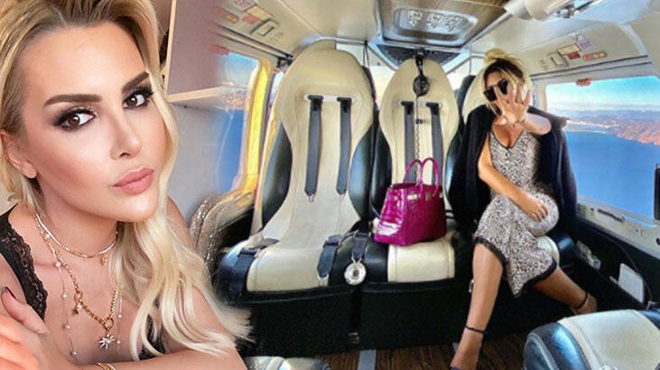 Selin Ciğerci helikopterde poz verdi
