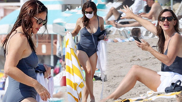 Jennifer Garner, çocuklarıyla plajda