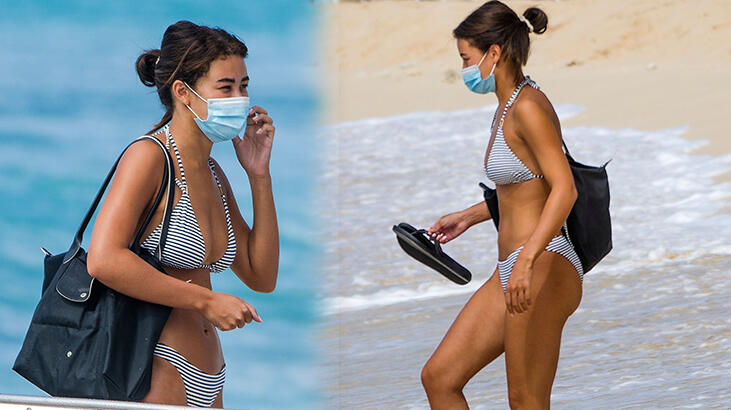 Montana Brown denizde bile maskeli!