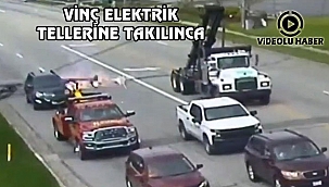 Ohio'da Vinç Elektrik Tellerine Takıldı