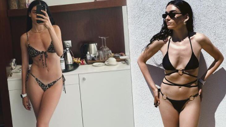Hazar Ergüçlü'den ayna karşısında bikinili poz