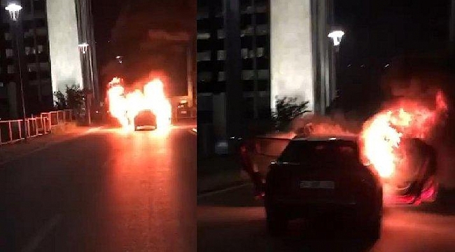İsrail Konsolosluğu Önünde Aracını Yaktı