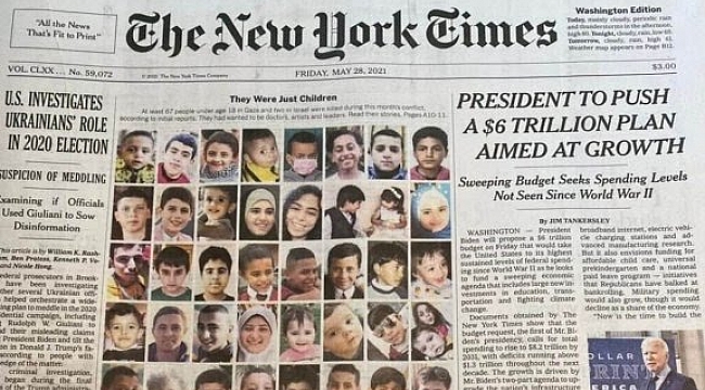 NY Times, Ölen Gazze'li Çocukları Manşetine Taşıdı