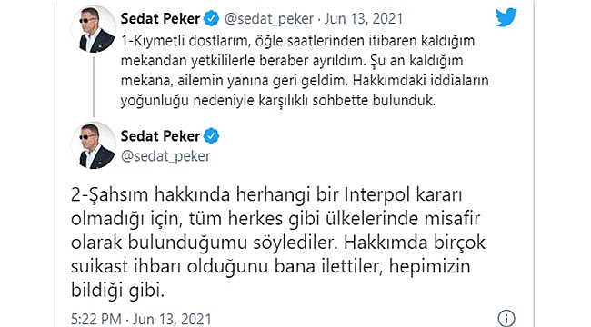Sedat Peker Yeniden Ortaya Çıktı