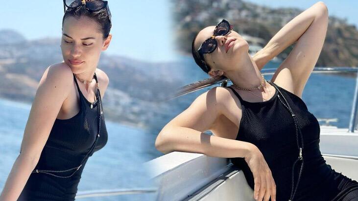 Fahriye Evcen’den tekne pozları
