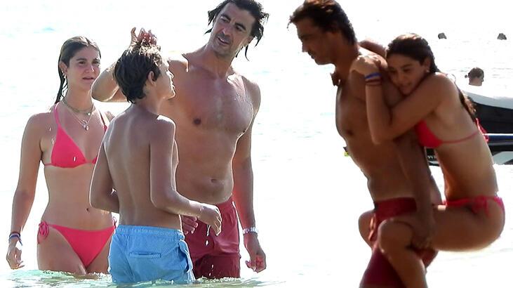 İbrahim Kutluay kızı İrem ve oğluyla Ömer'le tatil