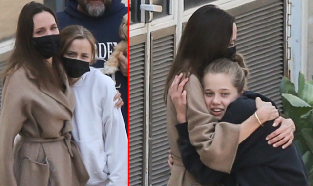 Angelina Jolie'yi Hastane Çıkışı Kızları Karşıladı