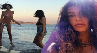 Berrak Tüzünataç sahilde eğlendiği anları paylaştı