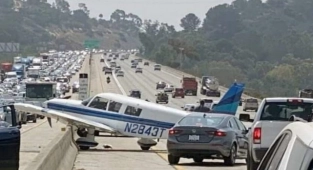 California'da Otoyola İnen Uçak Araçlara Çarptı