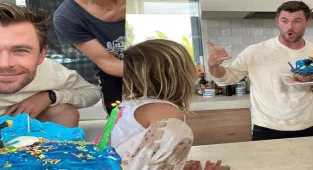 Chris Hemsworth'e çocuklarından doğum günü pastası