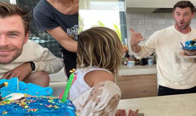 Chris Hemsworth'e çocuklarından doğum günü pastası