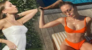 Duygu Özaslan turuncu bikinisiyle poz verdi