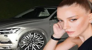 Serenay Sarıkaya'nın lüks marka aracı kaza yaptı