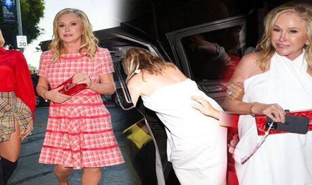 Kathy Hilton elbiseyle girdiği restorandan masa örtüsüne sarınarak çıktı!