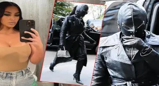Kim Kardashian deri maskeyle tanınmaz halde