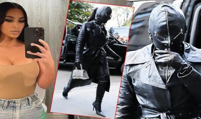 Kim Kardashian deri maskeyle tanınmaz halde
