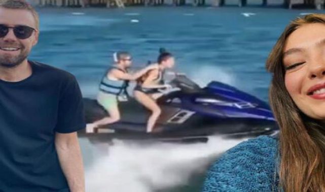 Neslihan Atagül ile Murat Dalkılıç'ın jet-ski macerası! Gaza basınca denize düştü