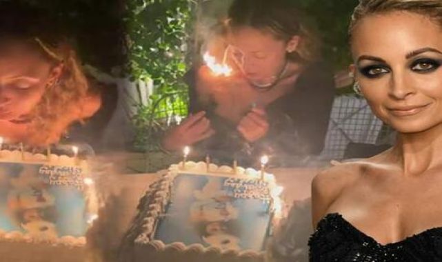 Nicole Richie'nin zor anları! Doğum günü pastasını üflerken saçları tutuştu