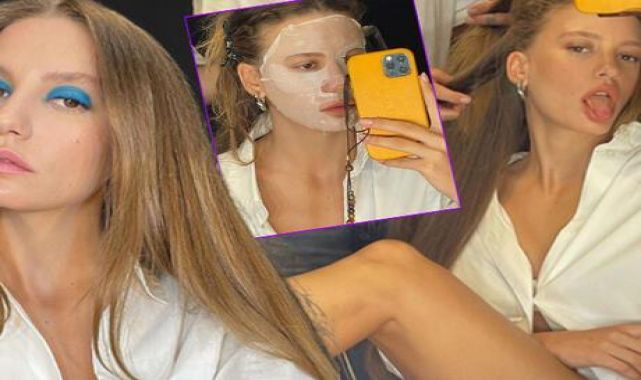 Serenay Sarıkaya'dan ayna karşısında yeni pozlar