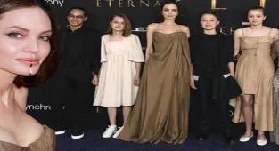 Angelina Jolie çocuklarıyla galada! Aksesuarı dikkat çekti