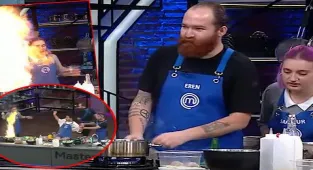 MasterChef'te korkutan anlar! Tencere alev aldı