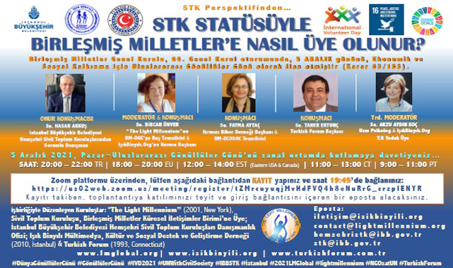 5 Aralık BM STK Gönüllüler Günü Zoom Buluşması