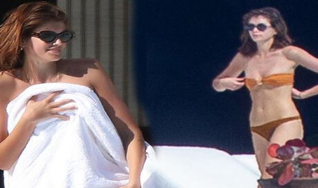Cindy Crawford'un kızı Kaia Gerber plajda tüm dikkatleri üzerine çekti