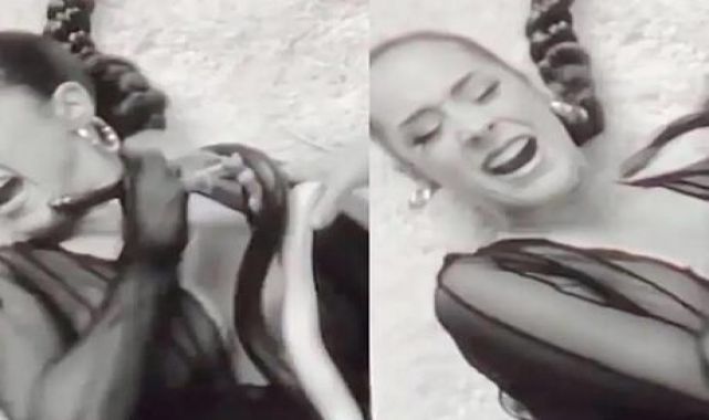 Şarkıcı Maeta klip çekiminde korku dolu anlar yaşadı! Yılan soktu