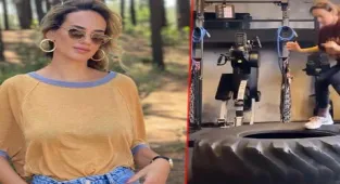 Seda Bakan kamyon lastiğiyle spor yaptı