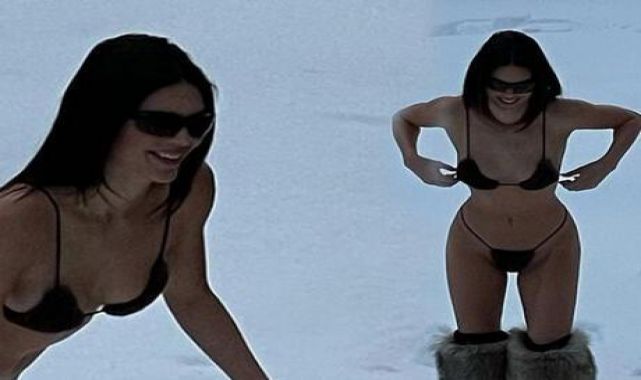 Kendall Jenner bikinisiyle karlar içinde poz verdi
