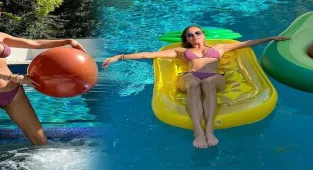 Ebru Şallı havuzda pilates yaptı!
