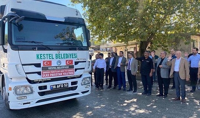 Bursa'dan Pakistan'a bir tırda Kestel'den uğurlandı
