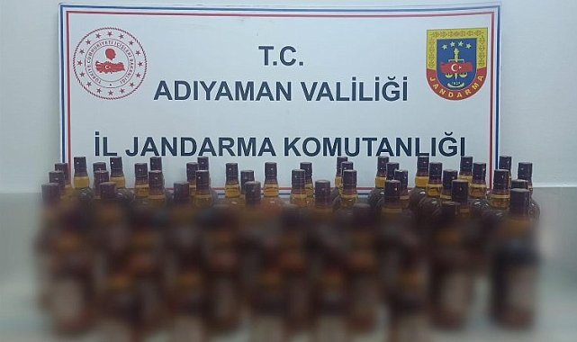 Adıyaman'da jandarma 51 şişe bandrolsüz alkole el koydu