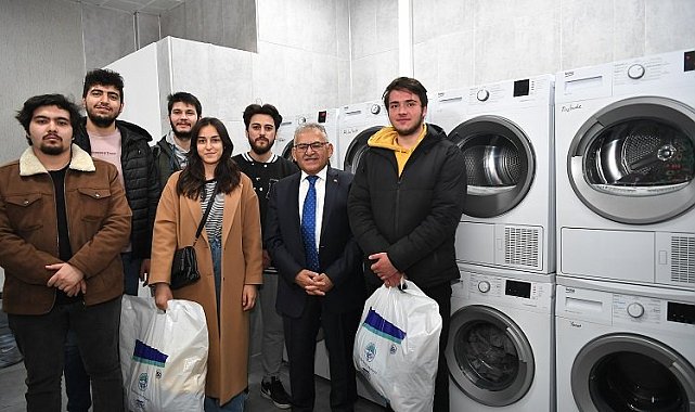 Kayseri Büyükşehir'den öğrencilere çamaşır yıkama kolaylığı